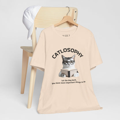 Catlosophy Unisex Jersey Short Sleeve Tee –  "Let the dog bark" Design