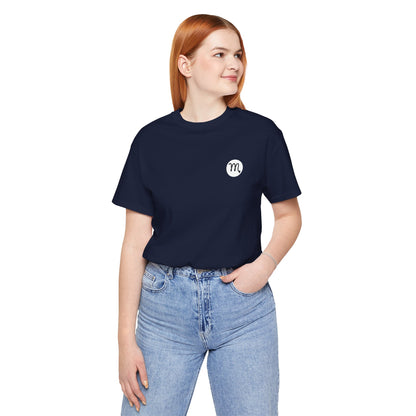Scorpio - Gothic Zodiac T-Shirt. Blue graphic on the back.  Zodiac in the Shadows