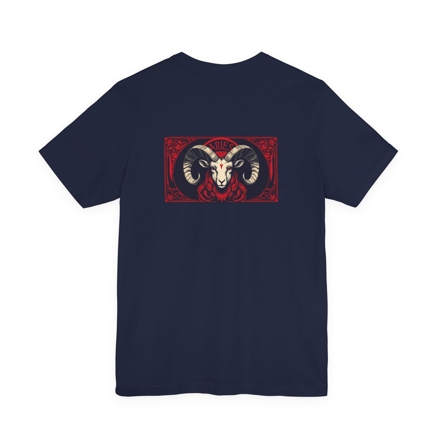 Aries - Gothic Zodiac, Red Graphic on the back T-Shirt. Zodiac in the Shadows