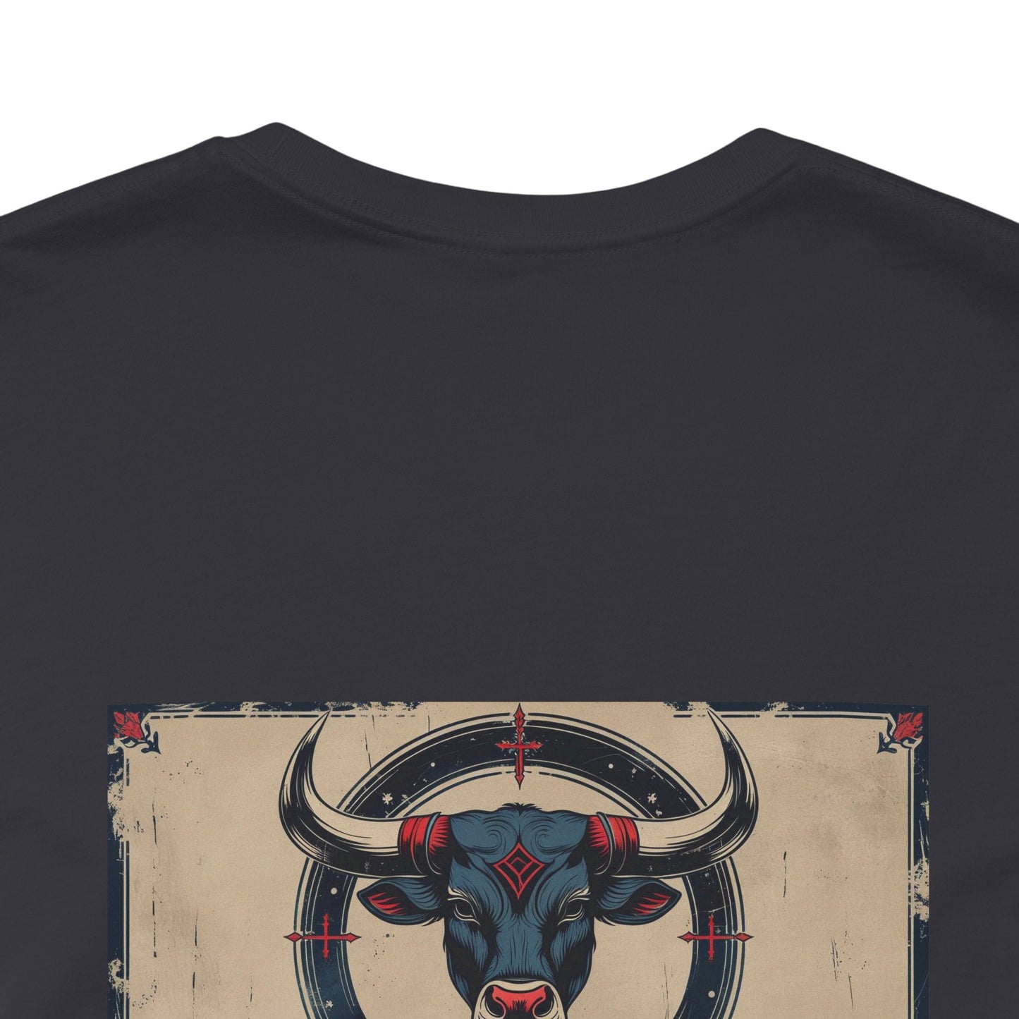 Taurus - Gothic Zodiac T-Shirt. Blue graphic on the back.  Zodiac in the Shadows
