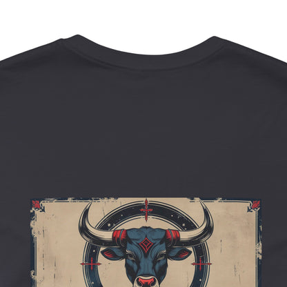 Taurus - Gothic Zodiac T-Shirt. Blue graphic on the back.  Zodiac in the Shadows