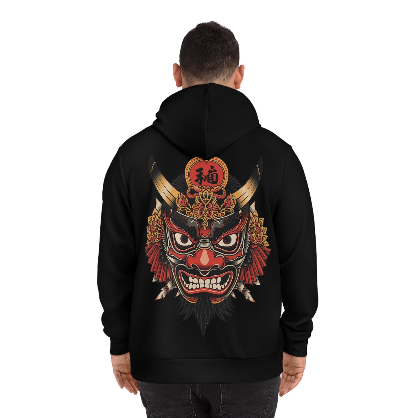 Bold Oni Mask Hoodie - Japanese Irezumi Tattoo Art Streetwear