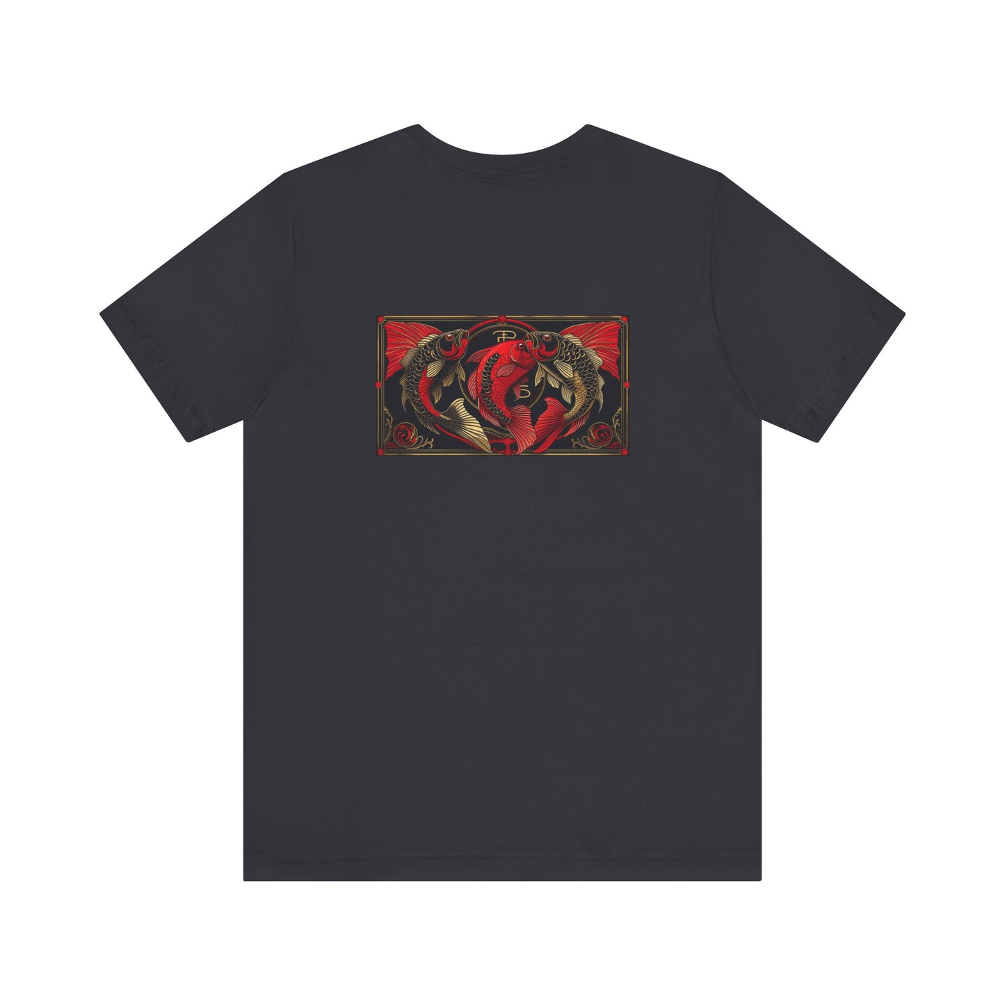 Pisces - Gothic Zodiac, Red Graphic on the back T-Shirt. Zodiac in the Shadows