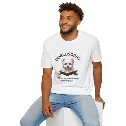 Doglosophy  Unisex Softstyle T-Shirt - "Happiness is a Warm Sunbeam" Design