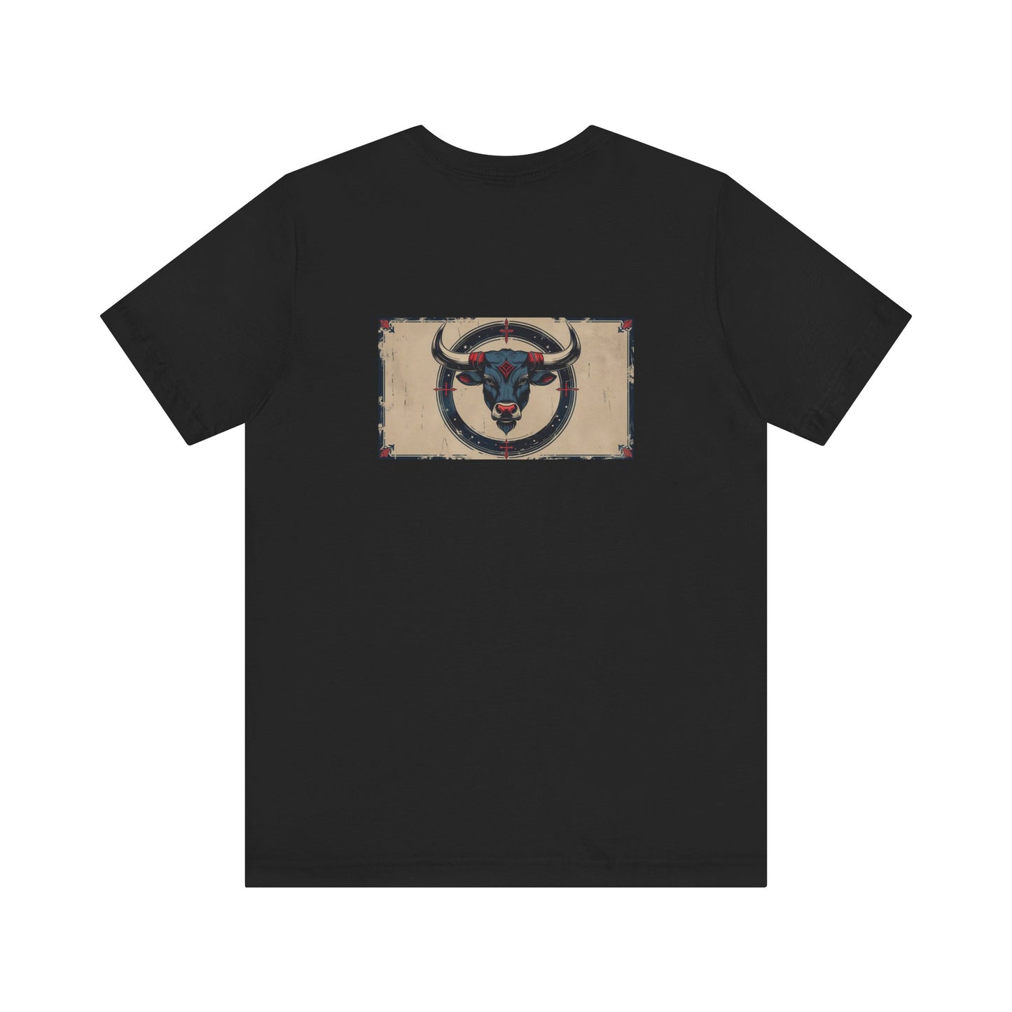 Taurus - Gothic Zodiac T-Shirt. Blue graphic on the back.  Zodiac in the Shadows