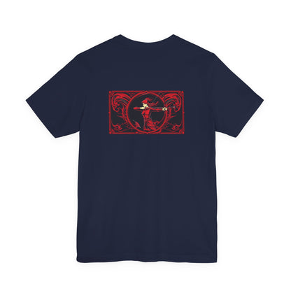 Sagittarius - Gothic Zodiac, Red Graphic on the back T-Shirt. Zodiac in the Shadows