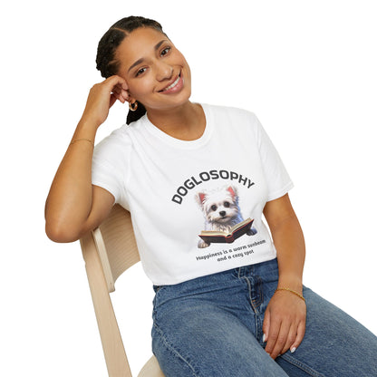 Doglosophy  Unisex Softstyle T-Shirt - "Happiness is a Warm Sunbeam" Design