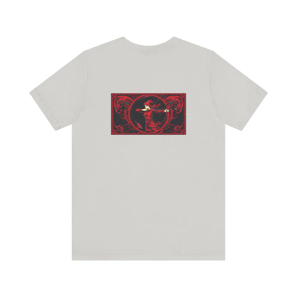 Sagittarius - Gothic Zodiac, Red Graphic on the back T-Shirt. Zodiac in the Shadows
