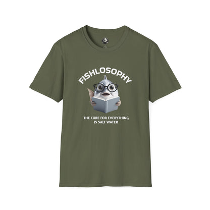 Fishlosophy Unisex T-Shirt - Ocean Vibes and Life's Questions Design - The Cure For Everything Is Salt Water