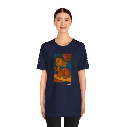 CATART Unisex Jersey Cat T-Shirt - GAUGUIN - Iconic Painting Reimagined with Cats