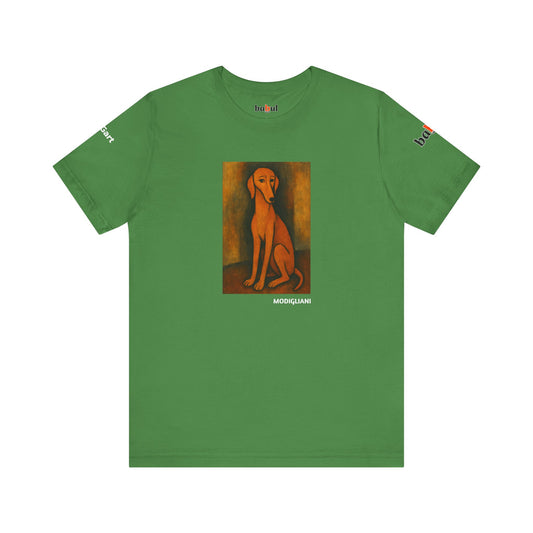 DOGART Unisex Jersey Cat T-Shirt - MODIGLIANI - Iconic Painting Reimagined with Dogs