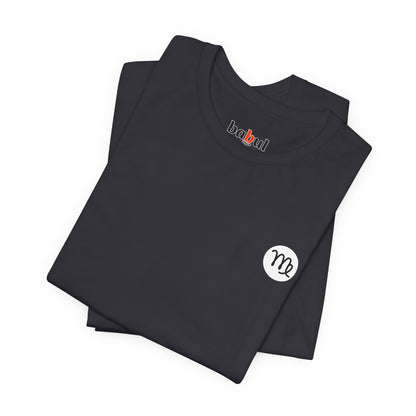 Virgo - Gothic Zodiac T-Shirt. Blue graphic on the back.  Zodiac in the Shadows