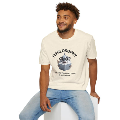 Fishlosophy Unisex T-Shirt - Ocean Vibes and Life's Questions Design - The Cure For Everything Is Salt Water