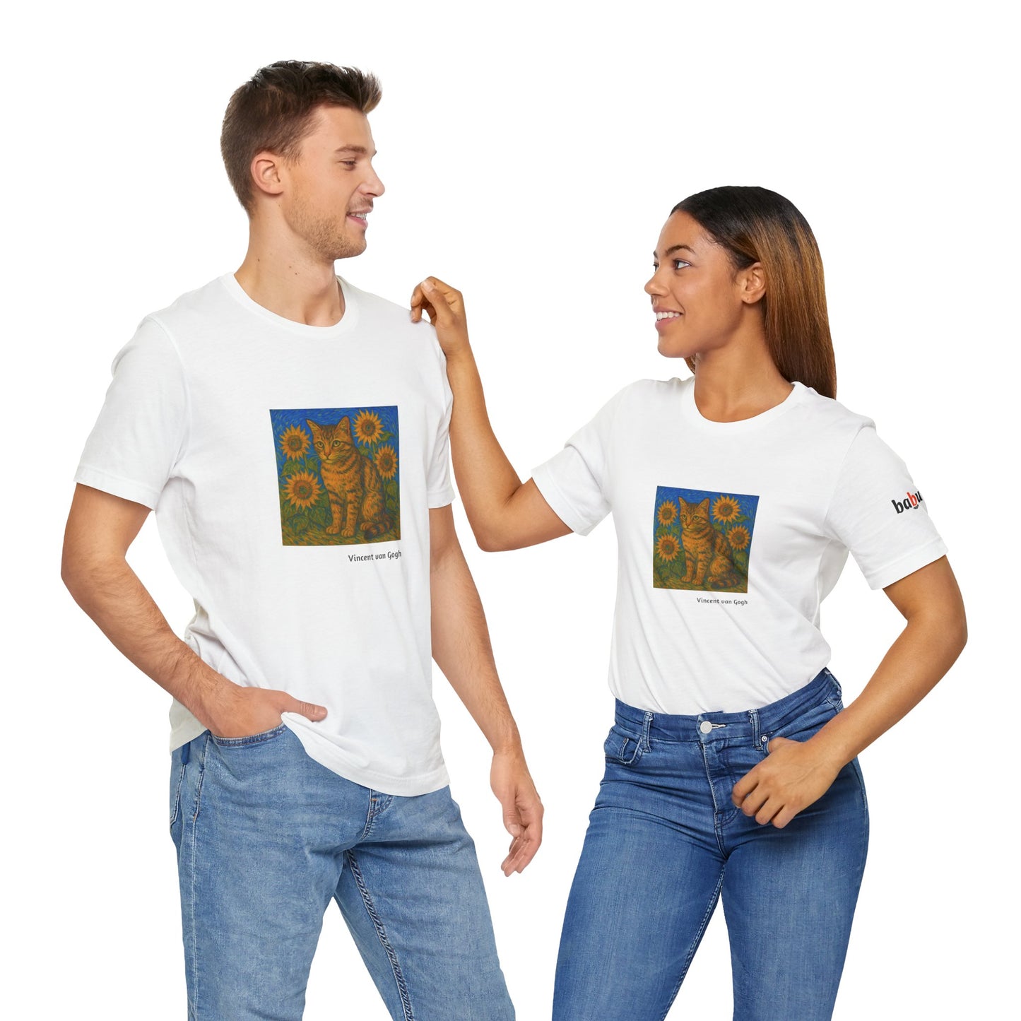 CATART Unisex Jersey Cat T-Shirt - Vincent van Gogh - Iconic Painting Reimagined with Cats
