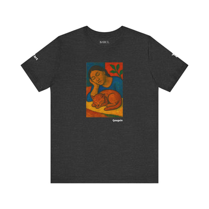 CATART Unisex Jersey Cat T-Shirt - GAUGUIN - Iconic Painting Reimagined with Cats