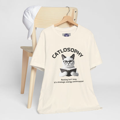 Catlosophy Unisex Jersey Short Sleeve Tee –  "Resting isn't Lazy" Design