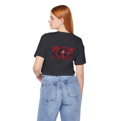 Sagittarius - Gothic Zodiac, Red Graphic on the back T-Shirt. Zodiac in the Shadows