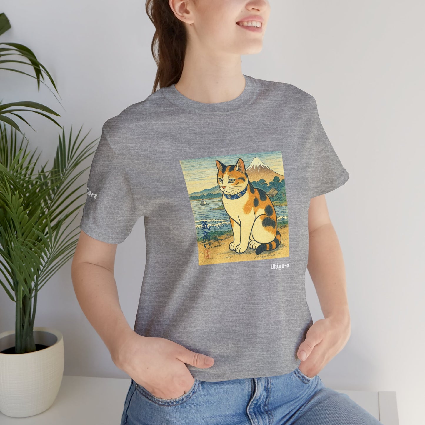 CATART Unisex Jersey Cat T-Shirt - UKIYO-E Japanese art Style - Iconic Painting Reimagined with Cats