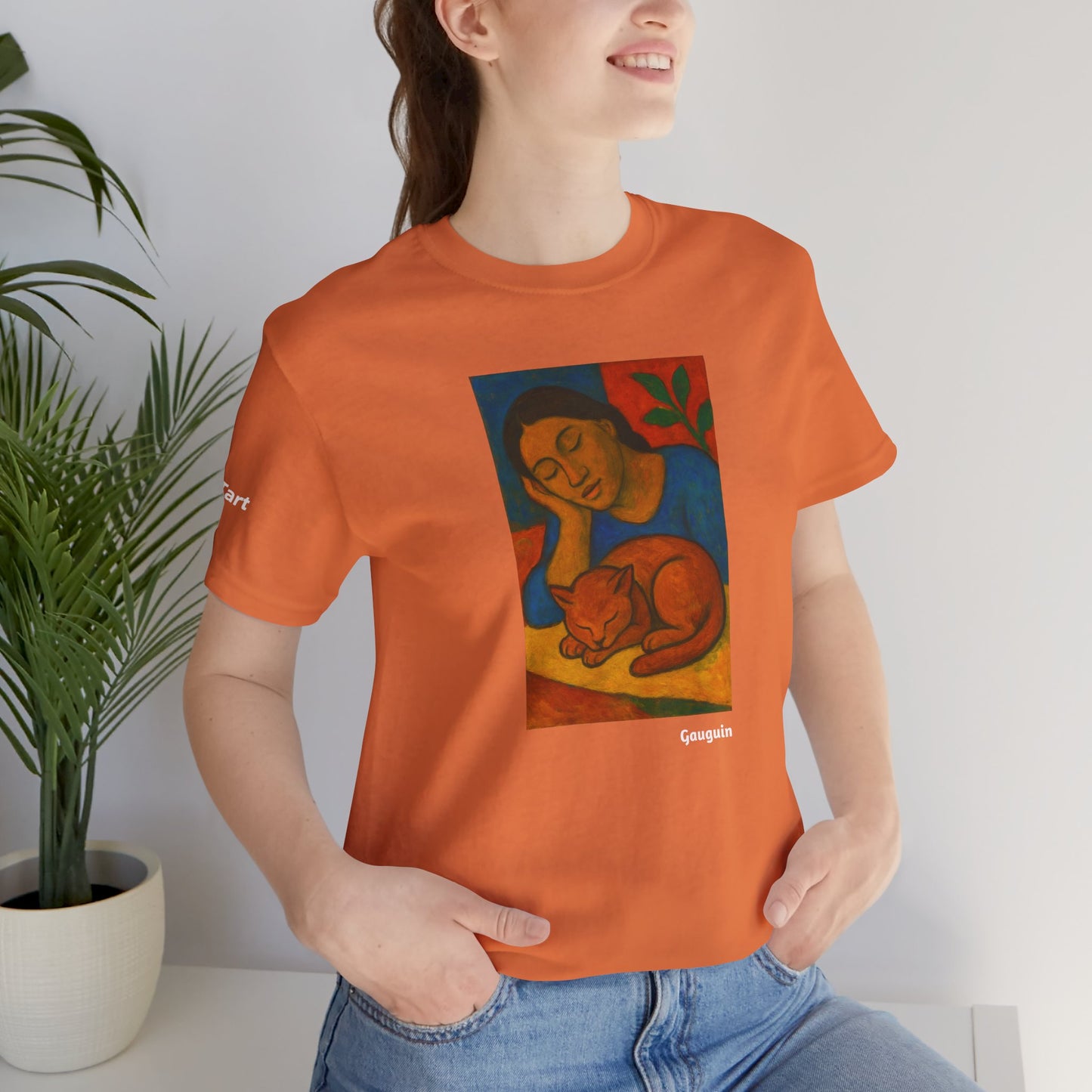 CATART Unisex Jersey Cat T-Shirt - GAUGUIN - Iconic Painting Reimagined with Cats