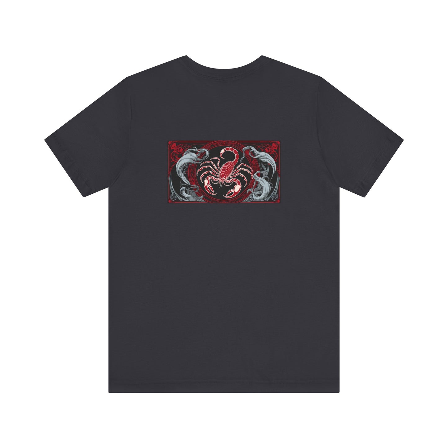 Scorpio - Gothic Zodiac, Red Graphic on the back T-Shirt. Zodiac in the Shadows