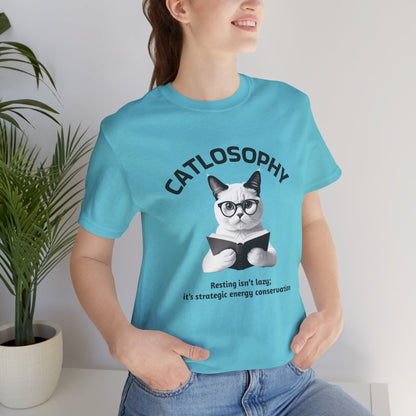 Catlosophy Unisex Jersey Short Sleeve Tee –  "Resting isn't Lazy" Design