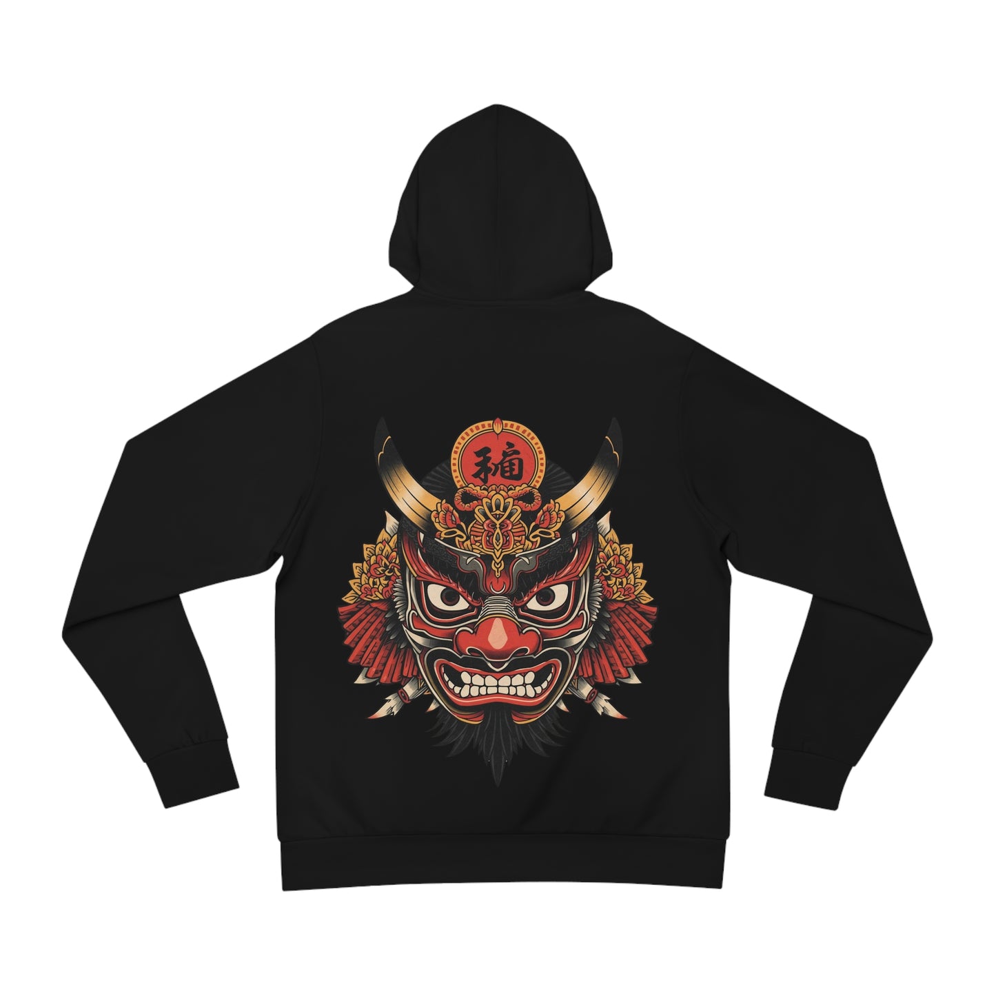 Bold Oni Mask Hoodie - Japanese Irezumi Tattoo Art Streetwear