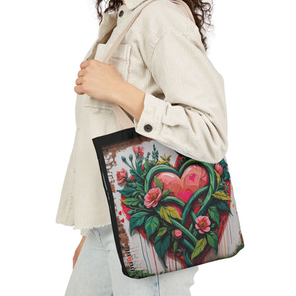 Artistic Surge - Eco-Friendly Canvas Tote Bag - FLOWERED HEARTS
