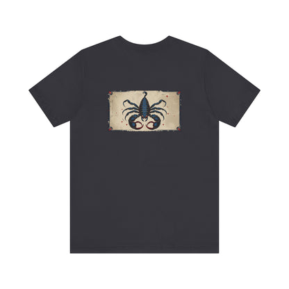Scorpio - Gothic Zodiac T-Shirt. Blue graphic on the back.  Zodiac in the Shadows