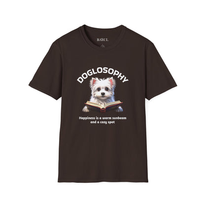 Doglosophy  Unisex Softstyle T-Shirt - "Happiness is a Warm Sunbeam" Design